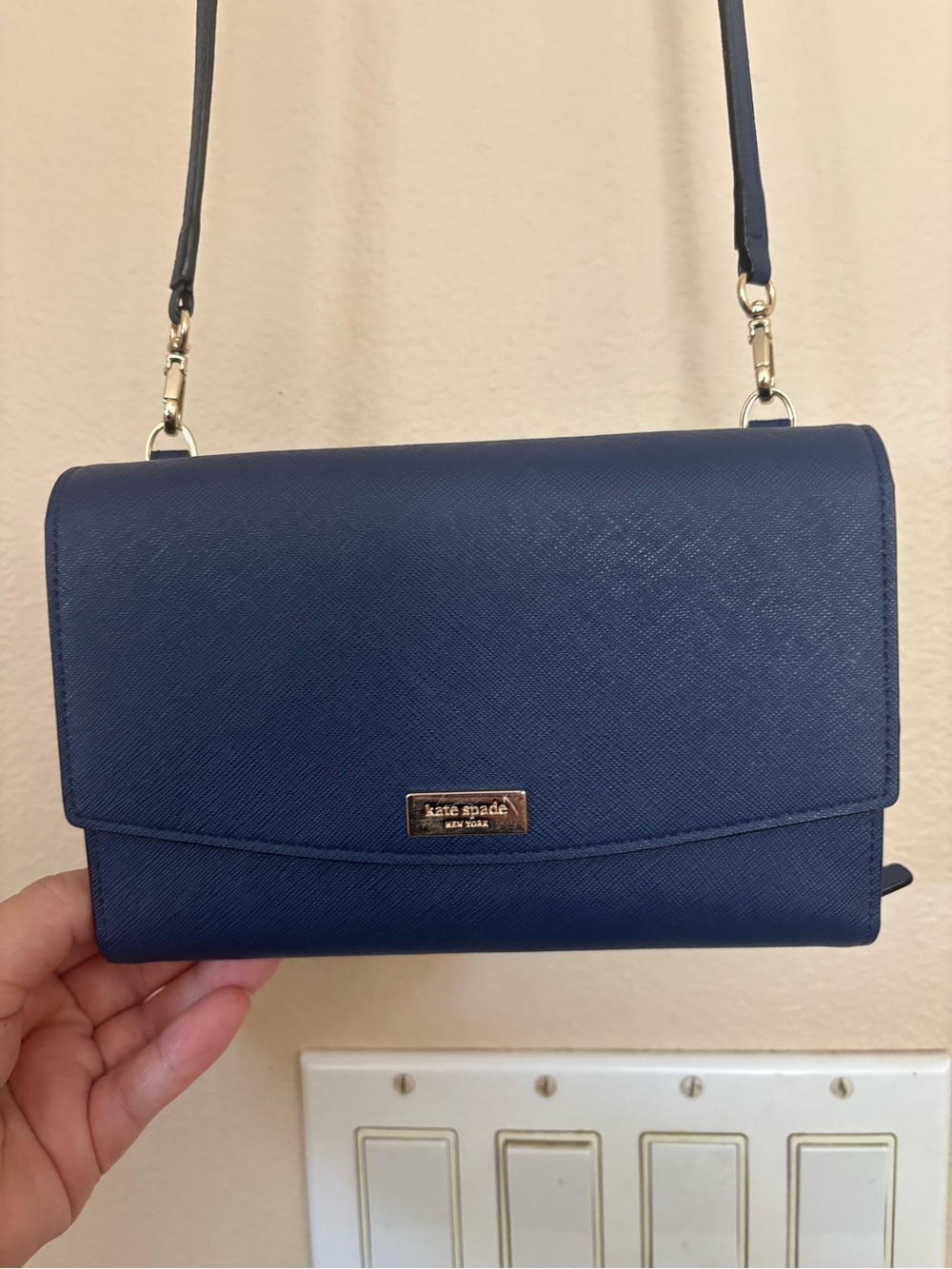 Kate Spade New York Navy Blue Saffiano Crossbody Bag Shoulder Purse